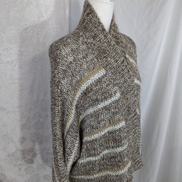 Billabong EUC cardigan sweater Designer's Closet large metallic gold brown white - Picture 7 of 16